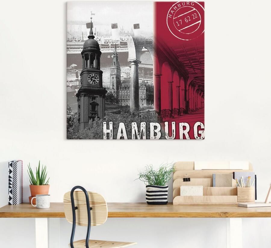Artland Artprint Hamburg_ bordeauxrood als artprint op linnen poster in verschillende formaten maten - Foto 4