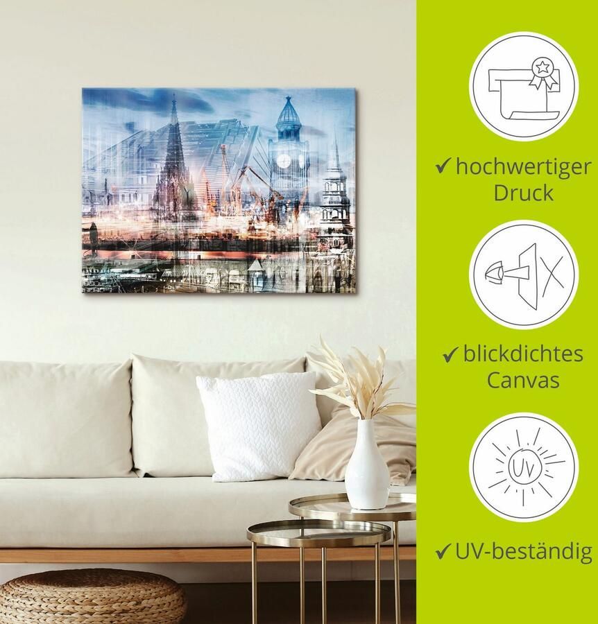 Artland Artprint Hamburg Collage II als artprint op linnen muursticker in verschillende maten - Foto 2