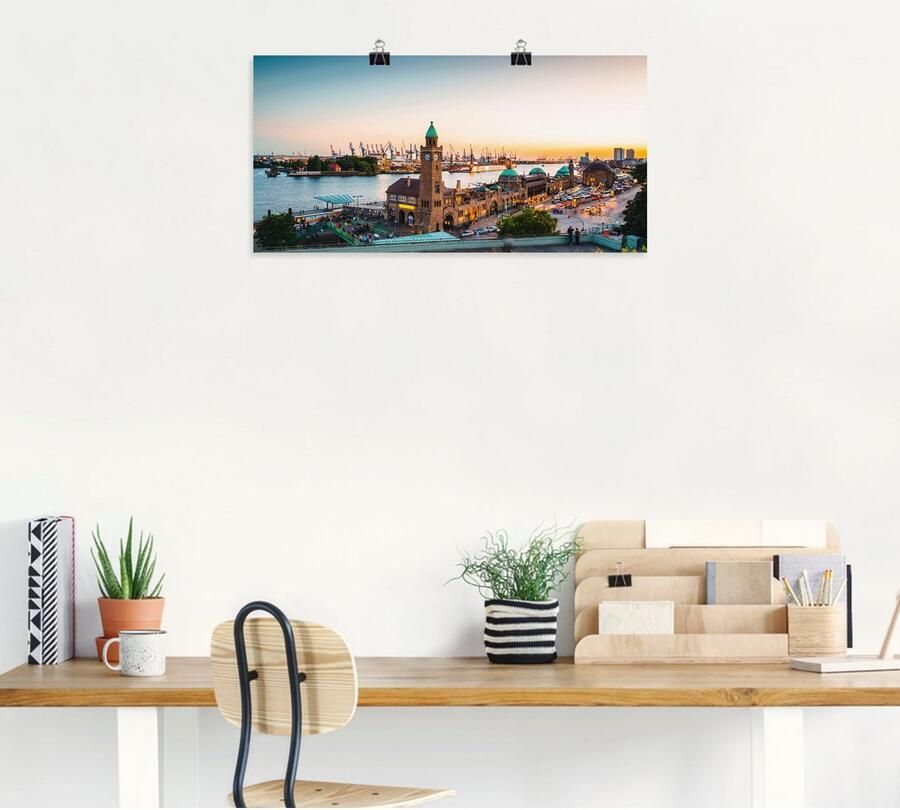 Artland Artprint Hamburg Haven en pier als artprint van aluminium artprint voor buiten artprint op linnen poster muursticker - Foto 5