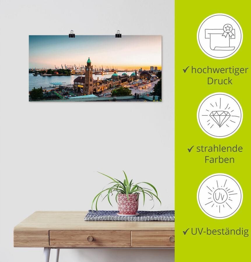 Artland Artprint Hamburg Haven en pier als artprint van aluminium artprint voor buiten artprint op linnen poster muursticker - Foto 3