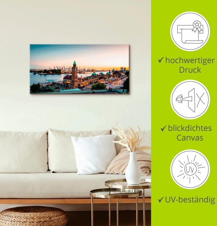Artland Artprint Hamburg Haven en pier als artprint van aluminium artprint voor buiten artprint op linnen poster muursticker - Foto 3