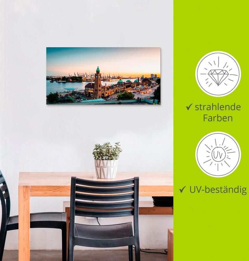 Artland Artprint Hamburg Haven en pier als artprint van aluminium artprint voor buiten artprint op linnen poster muursticker - Foto 2