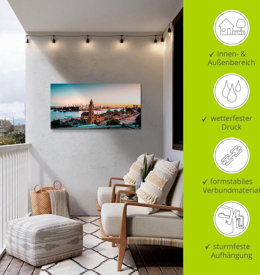 Artland Artprint Hamburg Haven en pier als artprint van aluminium artprint voor buiten artprint op linnen poster muursticker - Foto 3