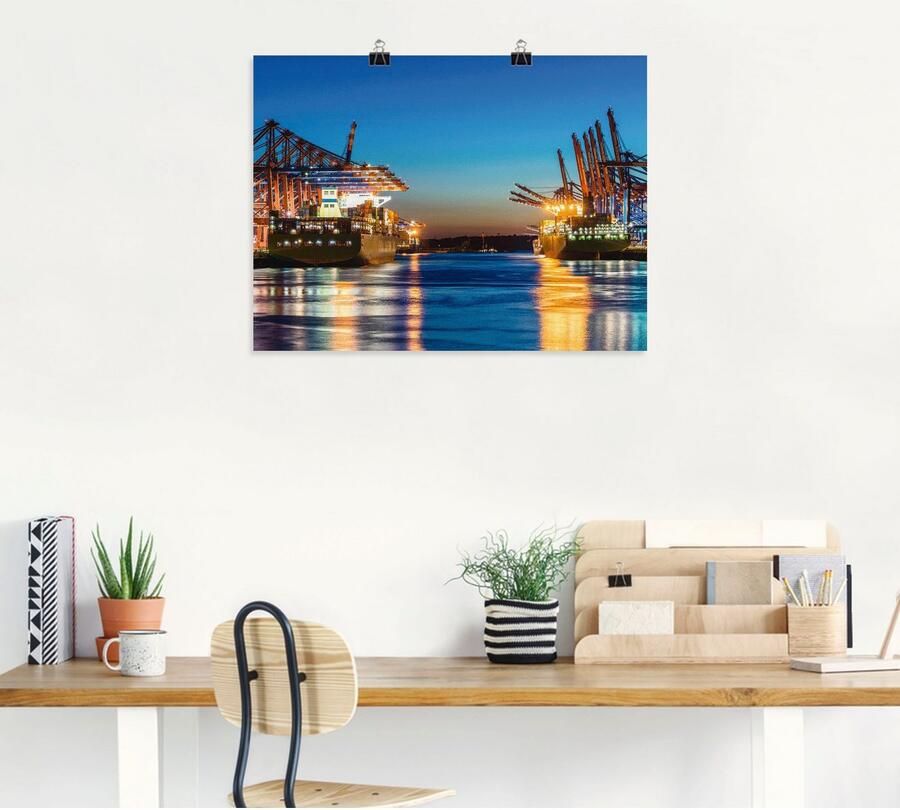 Artland Artprint Hamburg Haven s avonds 2 als artprint op linnen poster in verschillende formaten maten - Foto 4