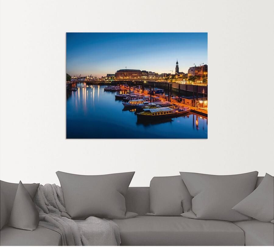 Artland Artprint Hamburg Havenpanorama met Michel als artprint van aluminium artprint voor buiten artprint op linnen poster in verschillende maten. maten - Foto 5