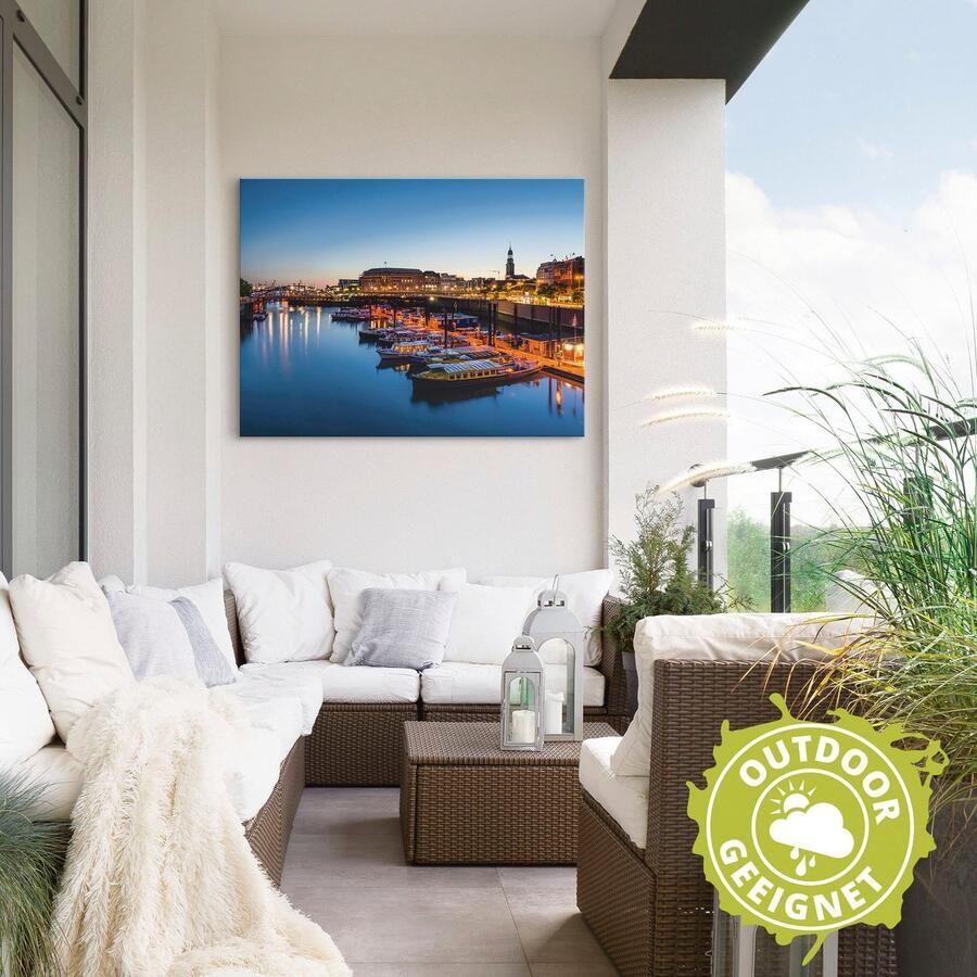 Artland Artprint Hamburg Havenpanorama met Michel als artprint van aluminium artprint voor buiten artprint op linnen poster in verschillende maten. maten - Foto 2