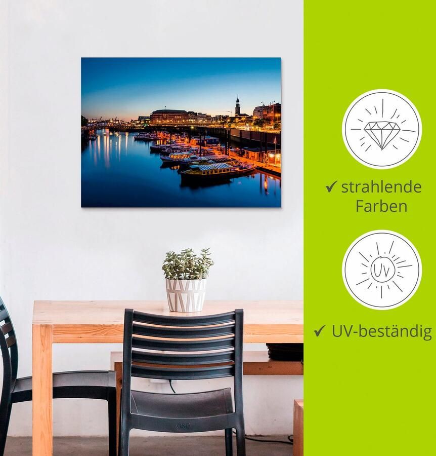 Artland Artprint Hamburg Havenpanorama met Michel als artprint van aluminium artprint voor buiten artprint op linnen poster in verschillende maten. maten - Foto 3