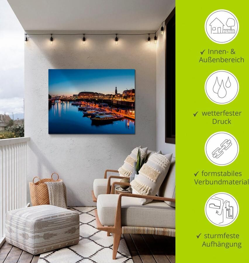 Artland Artprint Hamburg Havenpanorama met Michel als artprint van aluminium artprint voor buiten artprint op linnen poster in verschillende maten. maten - Foto 4