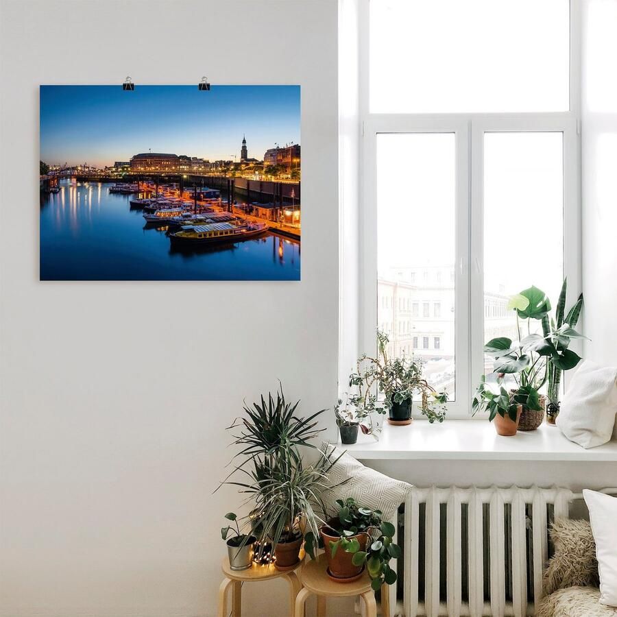 Artland Artprint Hamburg Havenpanorama met Michel als artprint van aluminium artprint voor buiten artprint op linnen poster in verschillende maten. maten - Foto 2