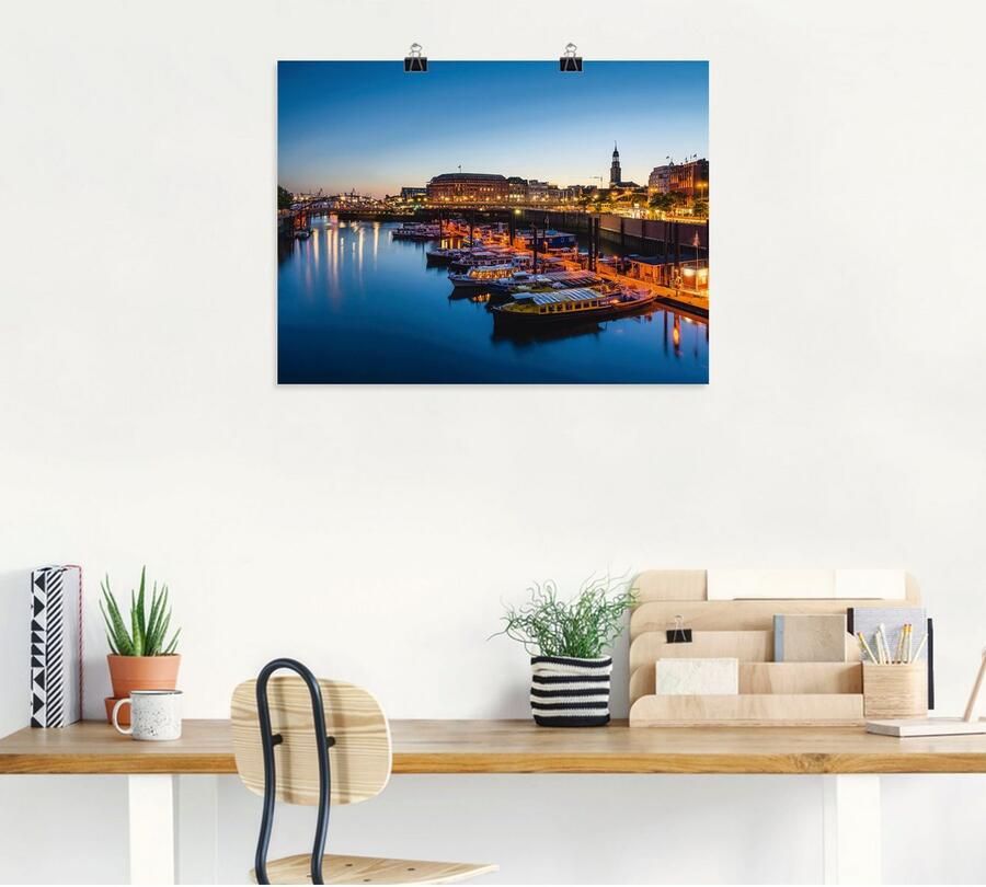 Artland Artprint Hamburg Havenpanorama met Michel als artprint van aluminium artprint voor buiten artprint op linnen poster in verschillende maten. maten - Foto 6