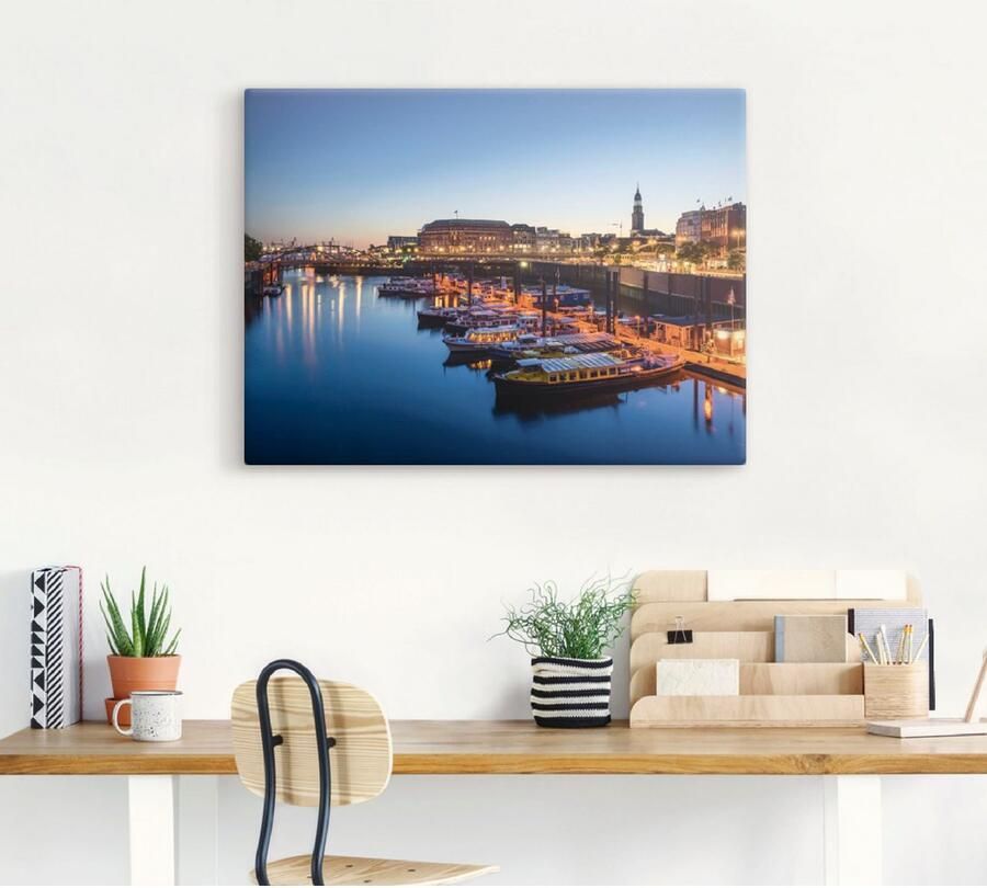 Artland Artprint Hamburg Havenpanorama met Michel als artprint van aluminium artprint voor buiten artprint op linnen poster in verschillende maten. maten - Foto 5