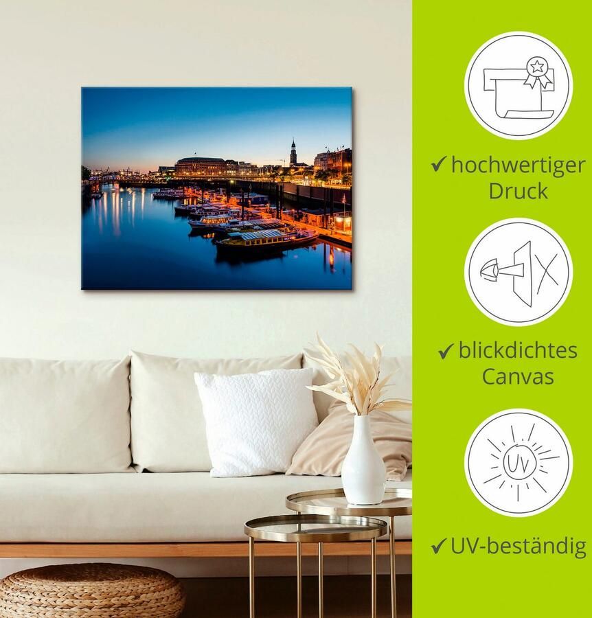 Artland Artprint Hamburg Havenpanorama met Michel als artprint van aluminium artprint voor buiten artprint op linnen poster in verschillende maten. maten - Foto 3