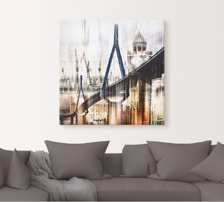 Artland Artprint Hamburg Skyline collage III als artprint op linnen muursticker in verschillende maten - Foto 4