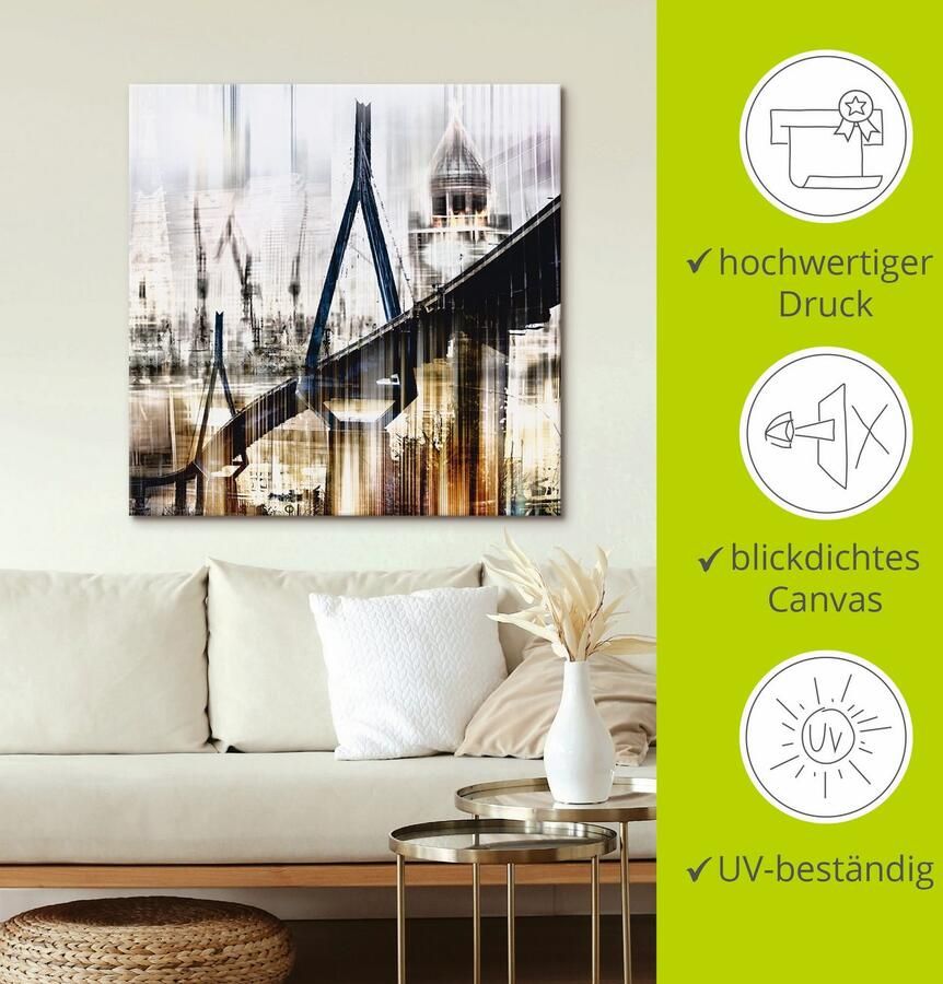 Artland Artprint Hamburg Skyline collage III als artprint op linnen muursticker in verschillende maten - Foto 2
