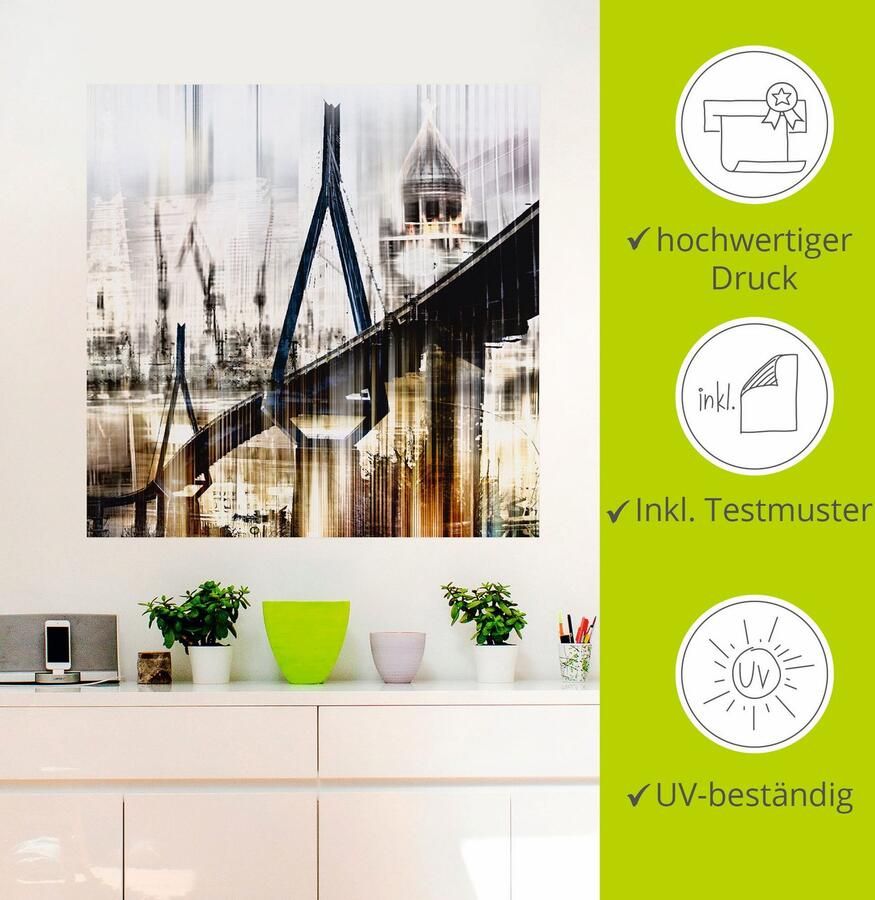 Artland Artprint Hamburg Skyline collage III als artprint op linnen muursticker in verschillende maten - Foto 2