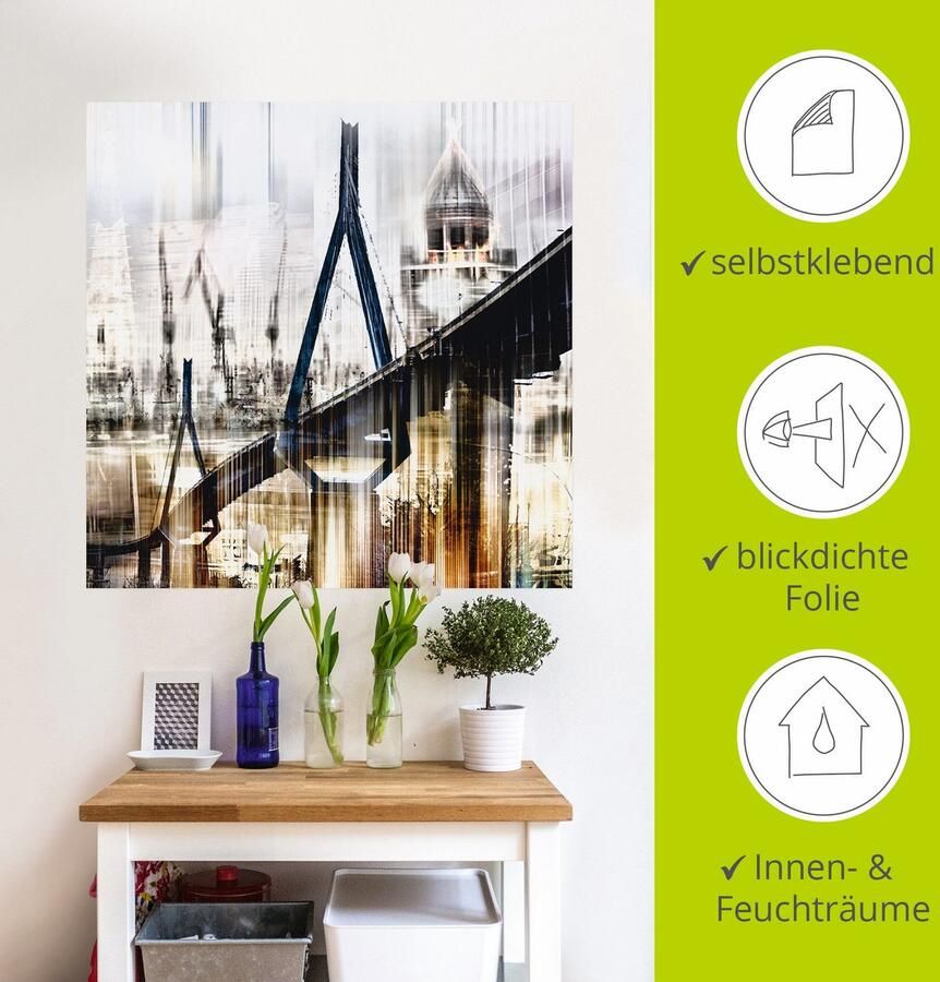 Artland Artprint Hamburg Skyline collage III als artprint op linnen muursticker in verschillende maten - Foto 3