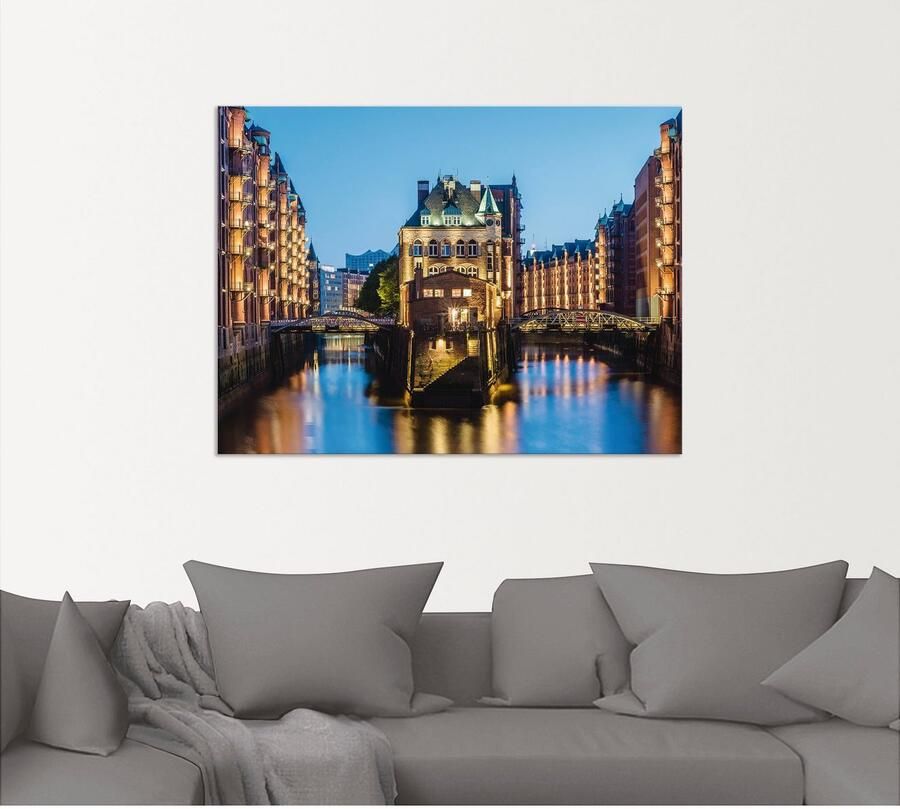 Artland Artprint Hamburg Waterkasteel in Speicherstadt 2 als artprint van aluminium artprint voor buiten poster in diverse formaten - Foto 4