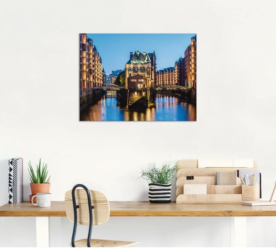 Artland Artprint Hamburg Waterkasteel in Speicherstadt 2 als artprint van aluminium artprint voor buiten poster in diverse formaten - Foto 5