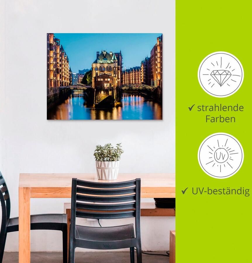 Artland Artprint Hamburg Waterkasteel in Speicherstadt 2 als artprint van aluminium artprint voor buiten poster in diverse formaten - Foto 2