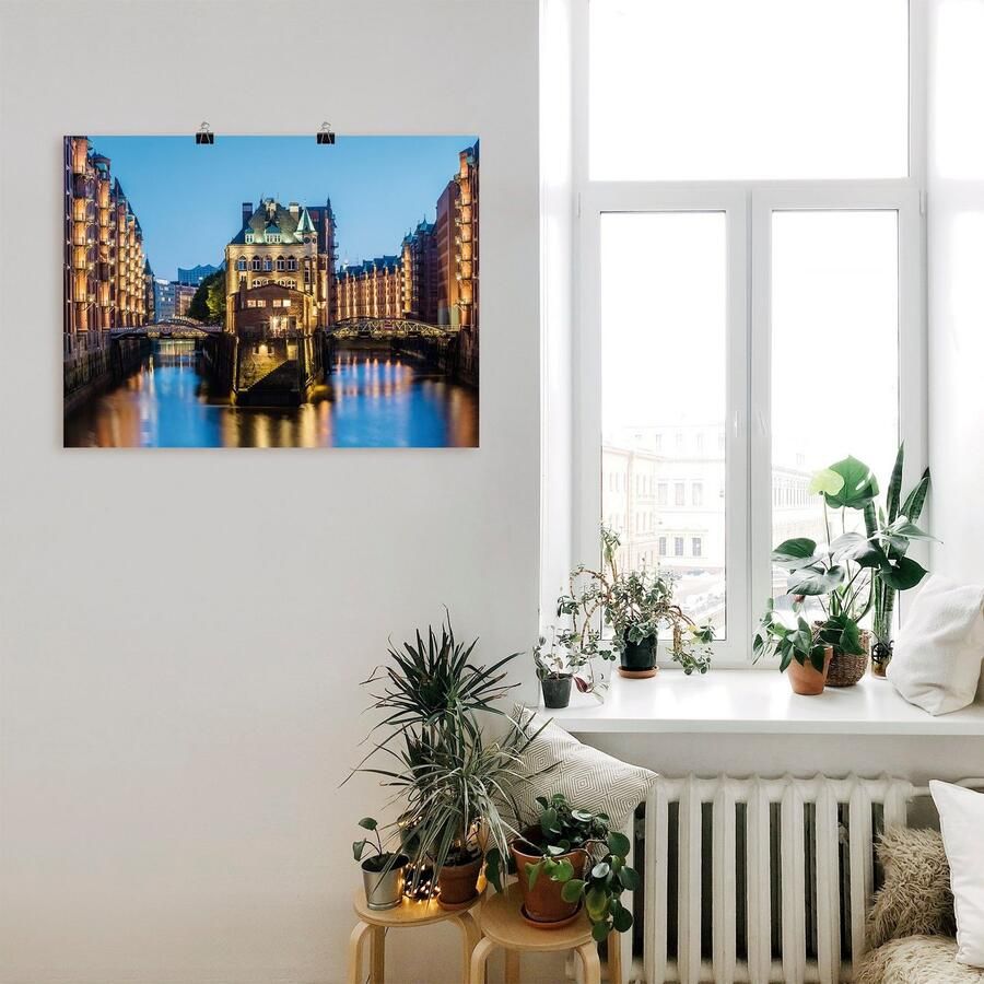 Artland Artprint Hamburg Waterkasteel in Speicherstadt 2 als artprint van aluminium artprint voor buiten poster in diverse formaten