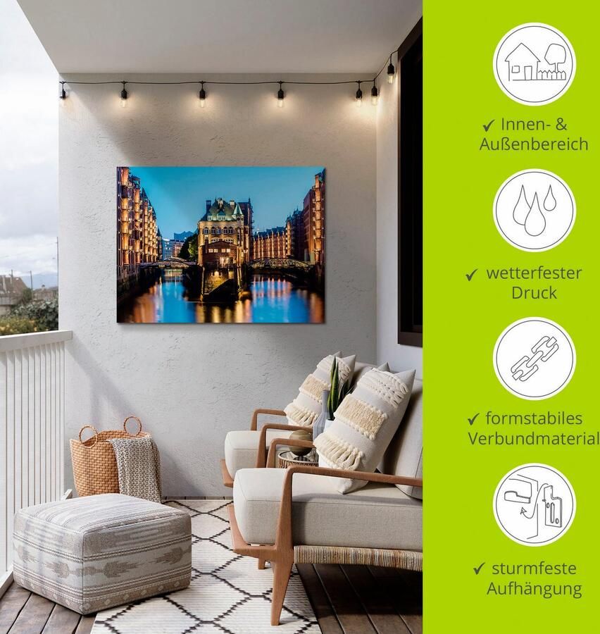 Artland Artprint Hamburg Waterkasteel in Speicherstadt 2 als artprint van aluminium artprint voor buiten poster in diverse formaten - Foto 3