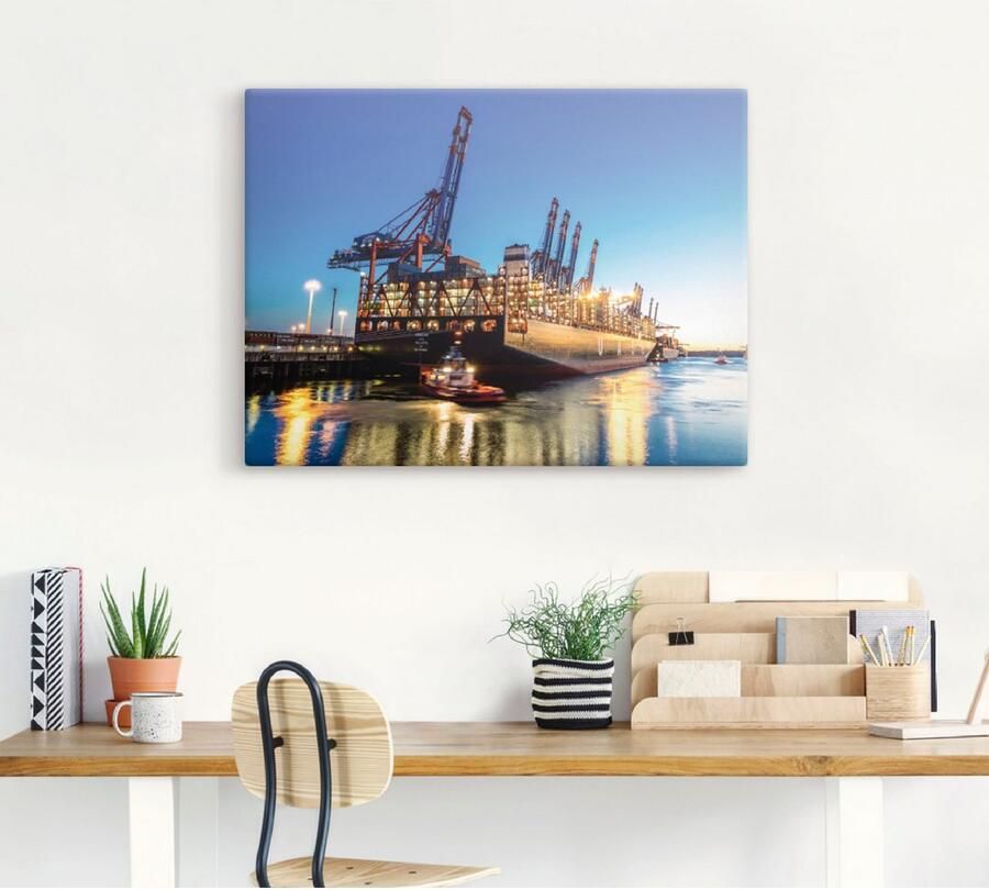 Artland Artprint Hamburgse haven als artprint op linnen poster in verschillende formaten maten - Foto 3