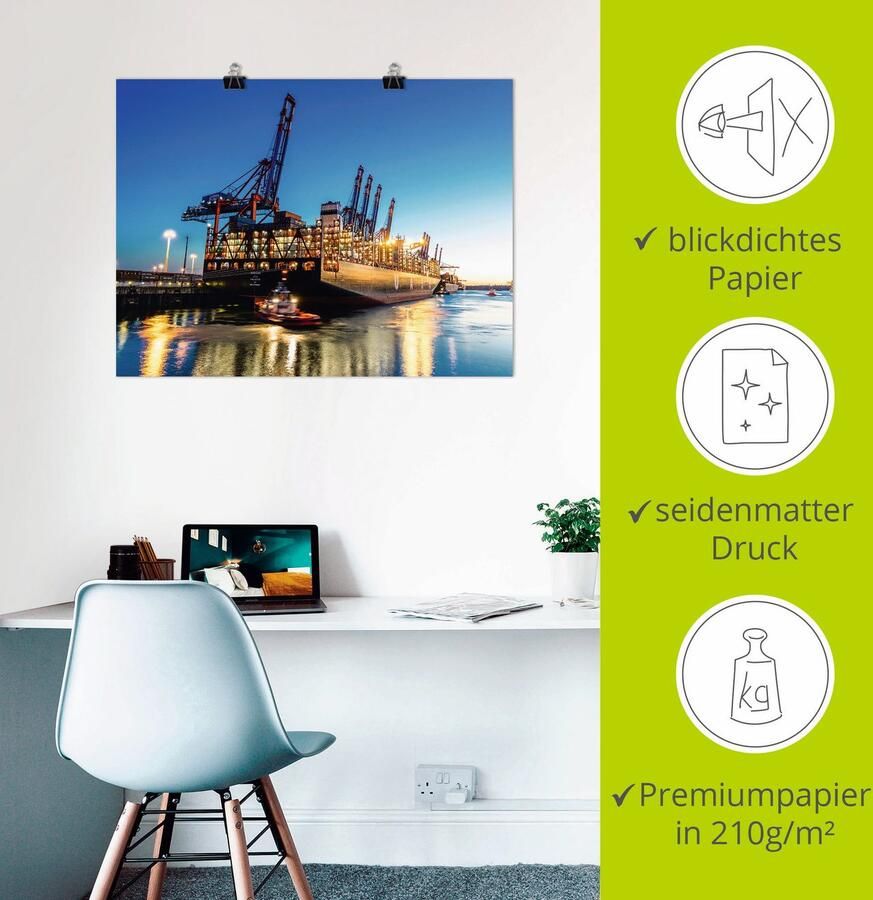Artland Artprint Hamburgse haven als artprint op linnen poster in verschillende formaten maten - Foto 2