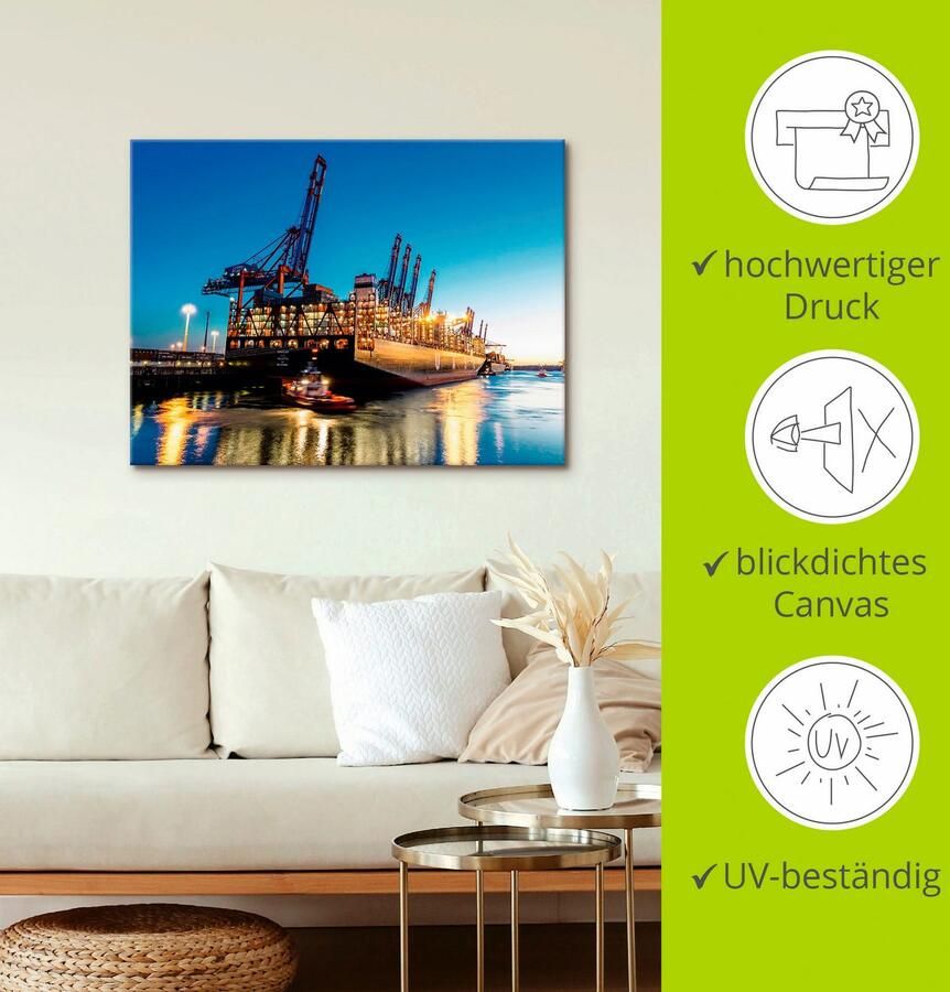 Artland Artprint Hamburgse haven als artprint op linnen poster in verschillende formaten maten - Foto 2