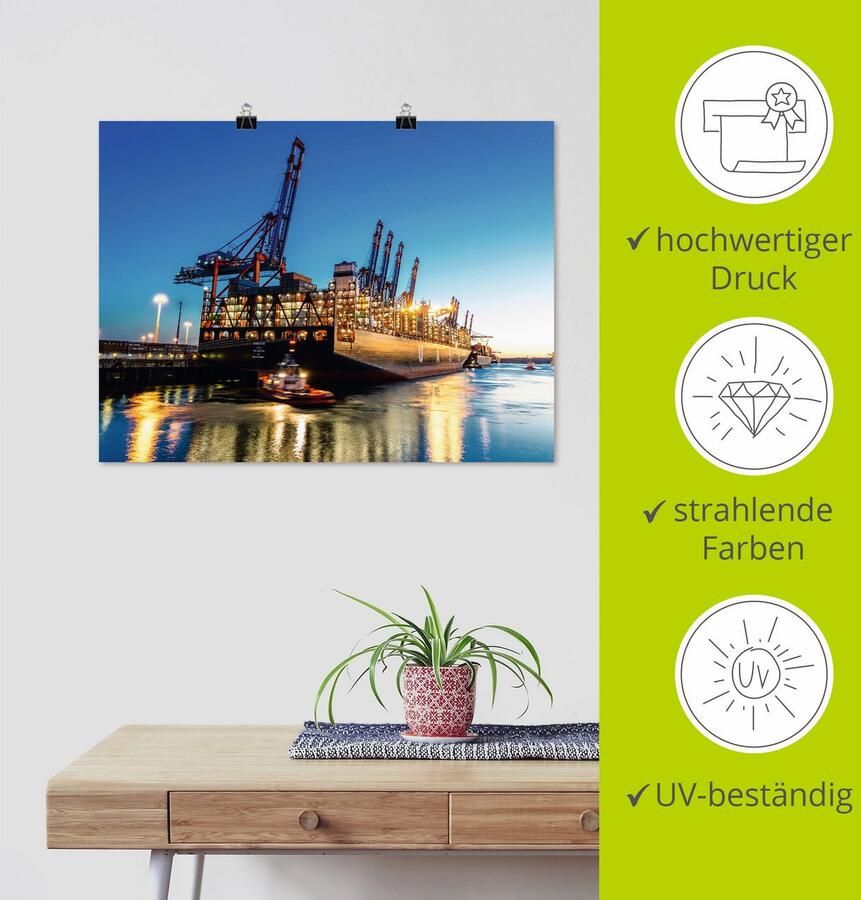 Artland Artprint Hamburgse haven als artprint op linnen poster in verschillende formaten maten - Foto 3