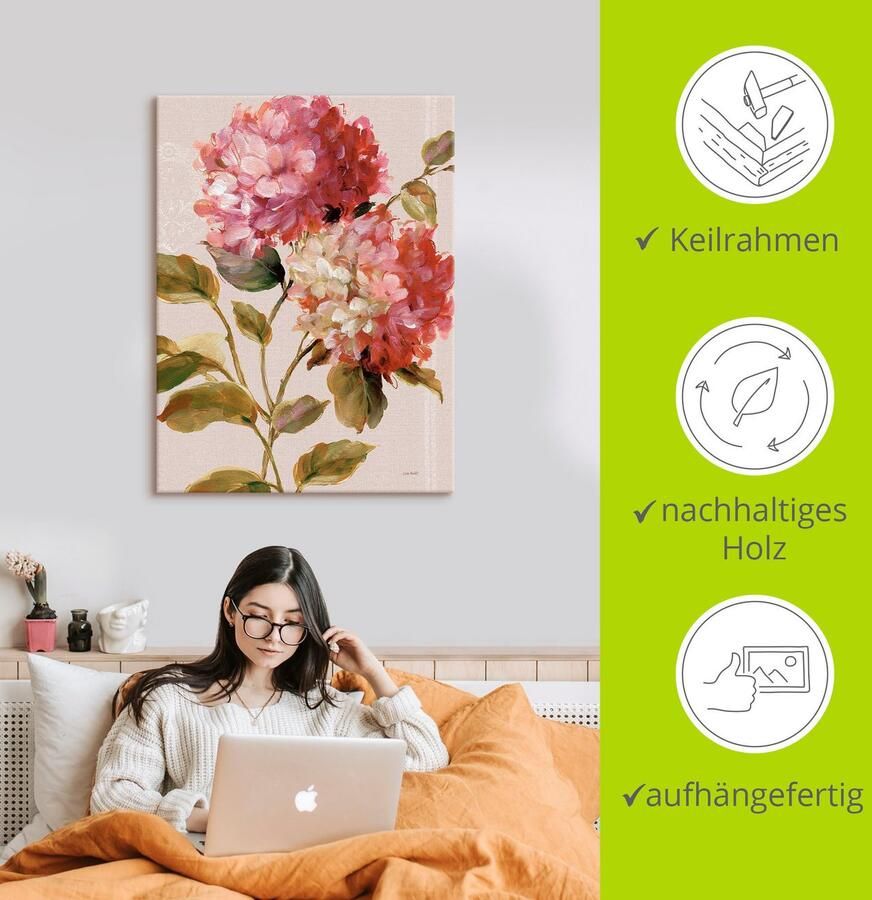 Artland Artprint Harmonieuze hortensia's als artprint op linnen poster in verschillende formaten maten - Foto 2