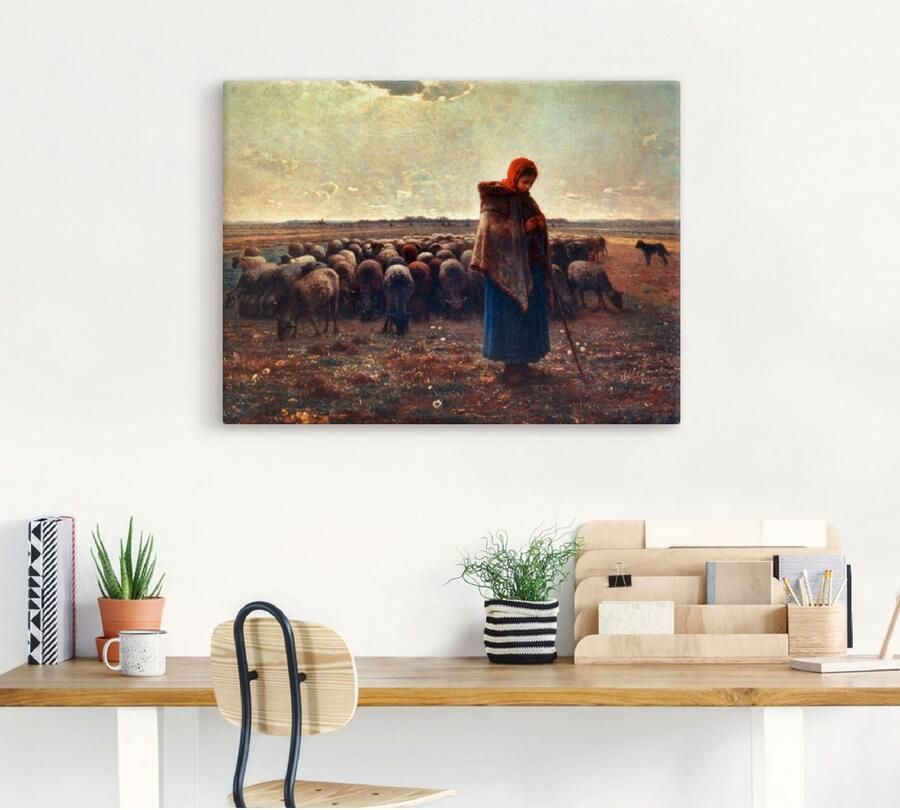 Artland Artprint Herderin met haar kudde 1863 als artprint op linnen poster in verschillende formaten maten - Foto 5