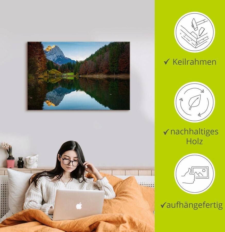 Artland Artprint Herfst aan de Rießersee als artprint van aluminium artprint voor buiten artprint op linnen in verschillende maten - Foto 2