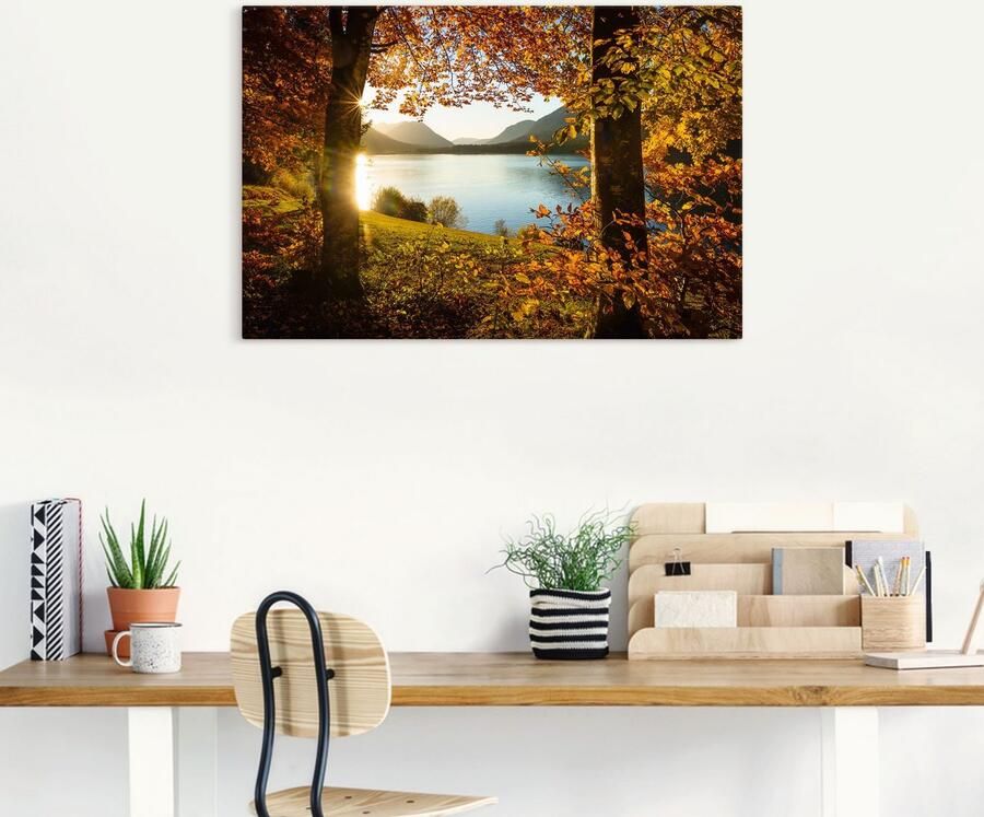 Artland Artprint Herfst aan de Sylvensteinsee als artprint van aluminium artprint voor buiten artprint op linnen poster in verschillende maten. maten - Foto 4