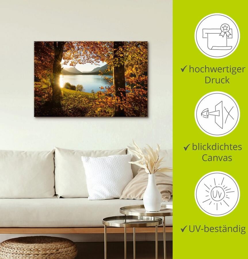 Artland Artprint Herfst aan de Sylvensteinsee als artprint van aluminium artprint voor buiten artprint op linnen poster in verschillende maten. maten - Foto 3