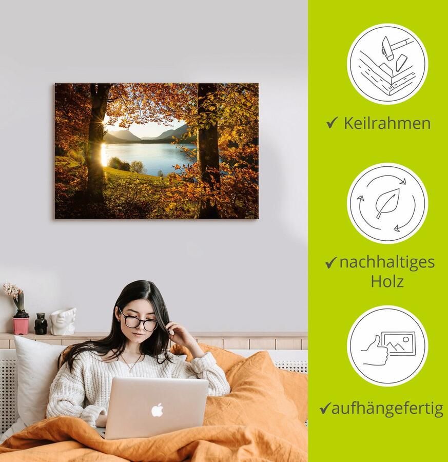 Artland Artprint Herfst aan de Sylvensteinsee als artprint van aluminium artprint voor buiten artprint op linnen poster in verschillende maten. maten - Foto 2