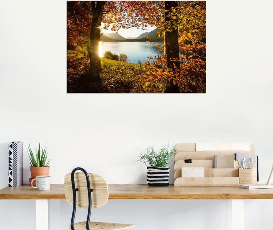 Artland Artprint Herfst aan de Sylvensteinsee als artprint van aluminium artprint voor buiten artprint op linnen poster in verschillende maten. maten - Foto 5
