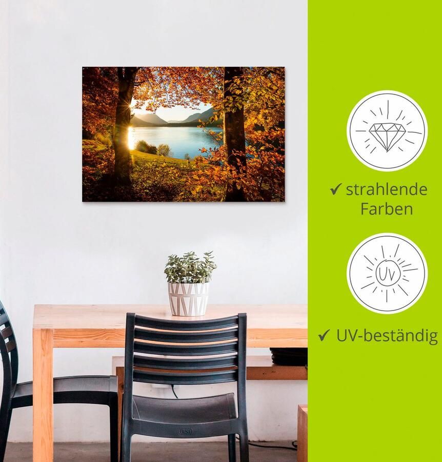 Artland Artprint Herfst aan de Sylvensteinsee als artprint van aluminium artprint voor buiten artprint op linnen poster in verschillende maten. maten - Foto 3