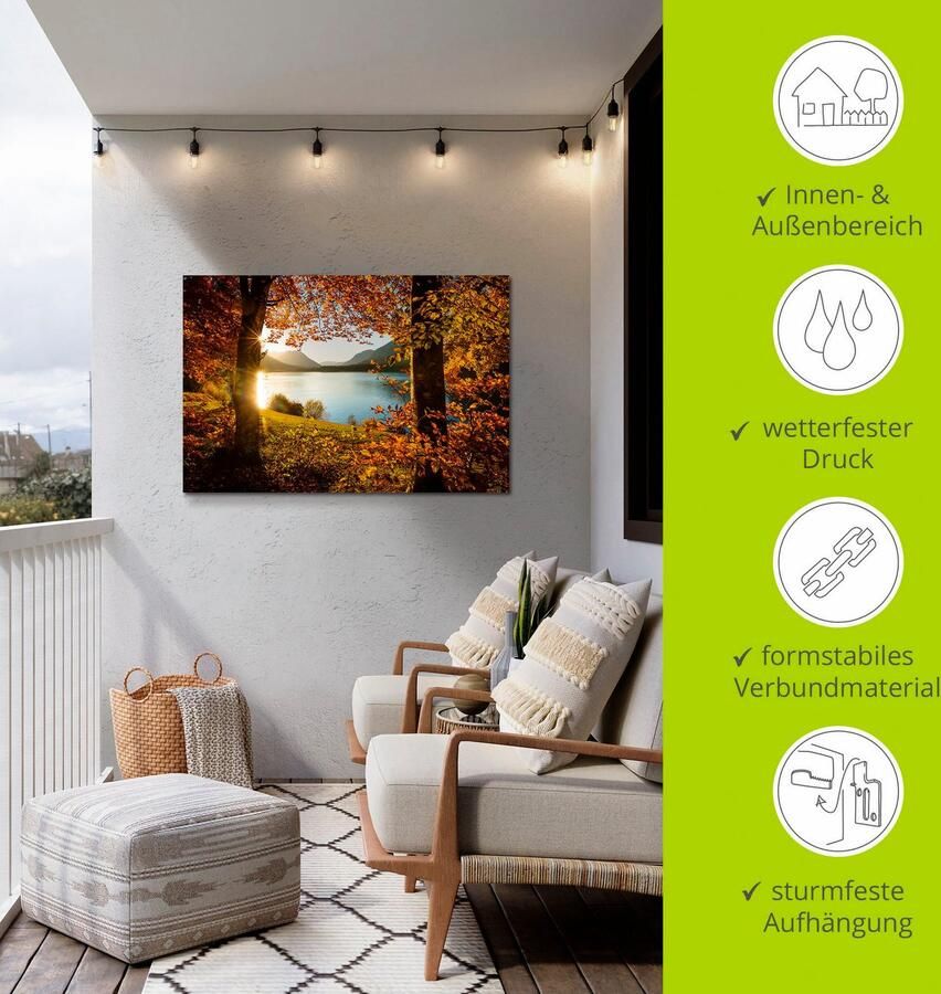 Artland Artprint Herfst aan de Sylvensteinsee als artprint van aluminium artprint voor buiten artprint op linnen poster in verschillende maten. maten - Foto 4