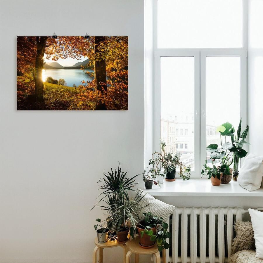 Artland Artprint Herfst aan de Sylvensteinsee als artprint van aluminium artprint voor buiten artprint op linnen poster in verschillende maten. maten - Foto 2