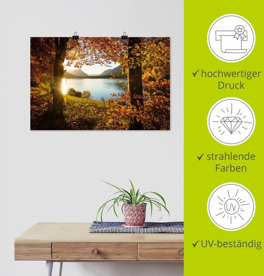 Artland Artprint Herfst aan de Sylvensteinsee als artprint van aluminium artprint voor buiten artprint op linnen poster in verschillende maten. maten - Foto 4
