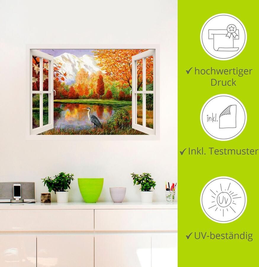 Artland Artprint Herfst aan het meer als artprint op linnen muursticker in verschillende maten - Foto 3