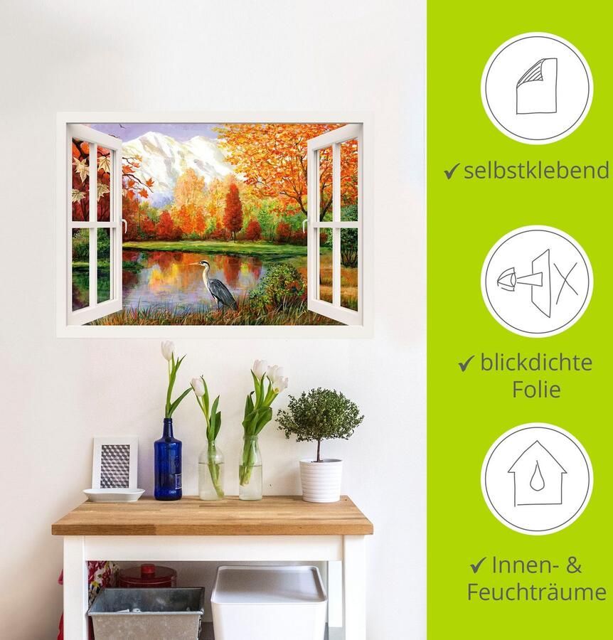 Artland Artprint Herfst aan het meer als artprint op linnen muursticker in verschillende maten - Foto 4