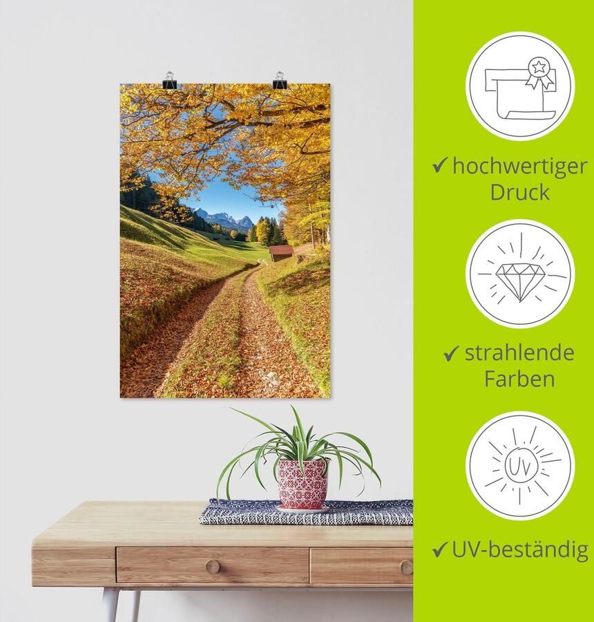 Artland Artprint Herfst in Beieren als artprint van aluminium artprint op linnen muursticker verschillende maten - Foto 3
