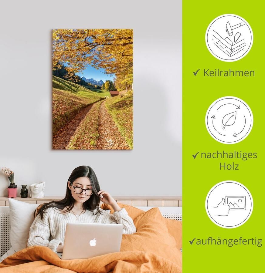 Artland Artprint Herfst in Beieren als artprint van aluminium artprint op linnen muursticker verschillende maten - Foto 2