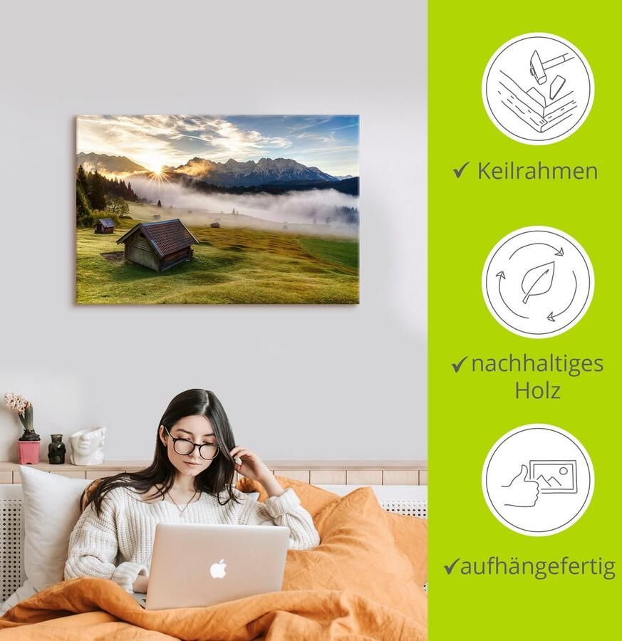 Artland Artprint Herfst in Beieren als artprint van aluminium artprint op linnen muursticker verschillende maten - Foto 2