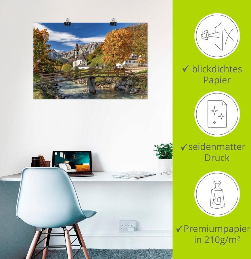 Artland Artprint Herfst in het Berchtesgadener land als artprint van aluminium artprint op linnen muursticker of poster in verschillende maten - Foto 3