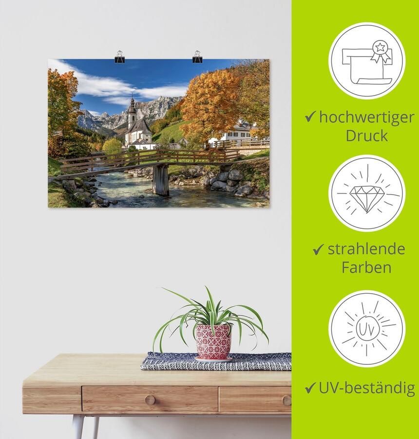 Artland Artprint Herfst in het Berchtesgadener land als artprint van aluminium artprint op linnen muursticker of poster in verschillende maten - Foto 4