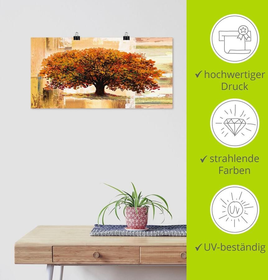 Artland Artprint Herfstboom op abstracte achtergrond als artprint van aluminium artprint voor buiten artprint op linnen poster in verschillende maten. maten - Foto 4