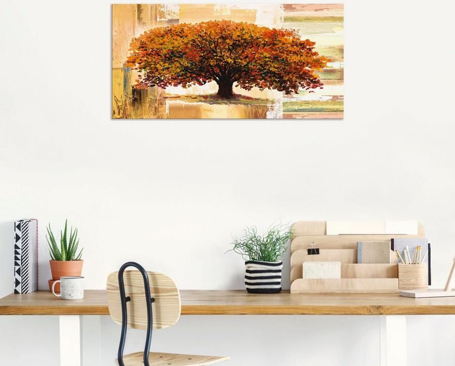 Artland Artprint Herfstboom op abstracte achtergrond als artprint van aluminium artprint voor buiten artprint op linnen poster in verschillende maten. maten - Foto 6