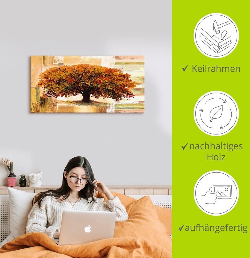 Artland Artprint Herfstboom op abstracte achtergrond als artprint van aluminium artprint voor buiten artprint op linnen poster in verschillende maten. maten - Foto 2
